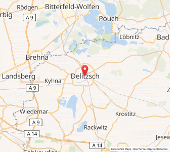 Map of Delitzsch, Saxony