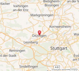 Map of Ditzingen, Baden-Wurttemberg