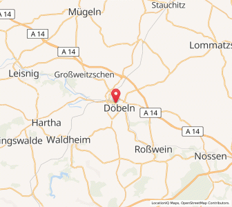 Map of Döbeln, Saxony