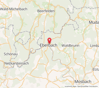 Map of Eberbach, Baden-Wurttemberg