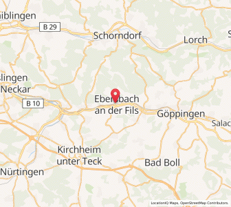 Map of Ebersbach an der Fils, Baden-Wurttemberg