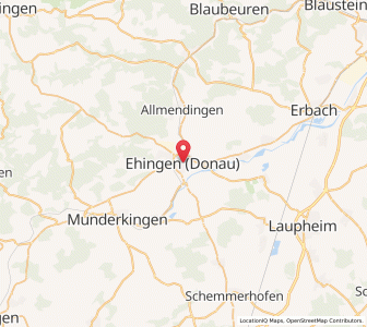 Map of Ehingen an der Donau, Baden-Wurttemberg