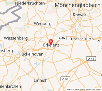 Map of Erkelenz, North Rhine-Westphalia