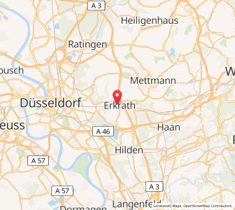 Map of Erkrath, North Rhine-Westphalia