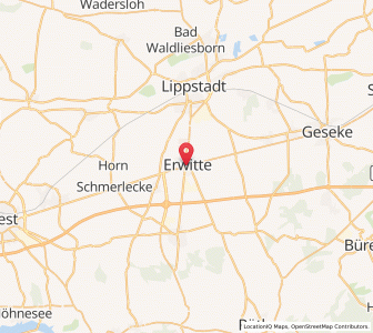 Map of Erwitte, North Rhine-Westphalia