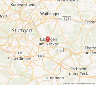 Map of Esslingen am Neckar, Baden-Wurttemberg