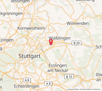 Map of Fellbach, Baden-Wurttemberg