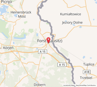 Map of Forst (Lausitz), Brandenburg