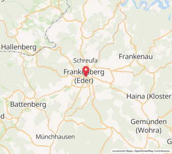 Map of Frankenberg, Hesse