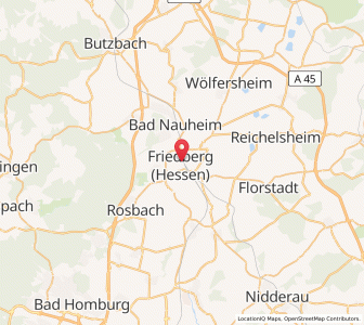 Map of Friedberg, Hesse