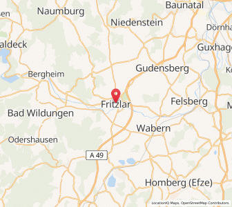 Map of Fritzlar, Hesse