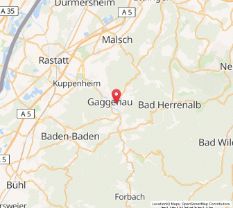Map of Gaggenau, Baden-Wurttemberg