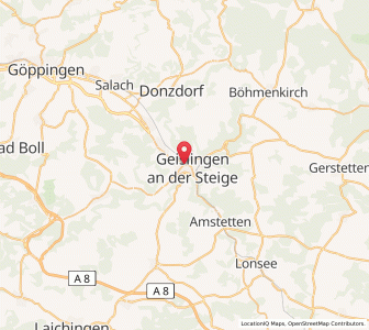 Map of Geislingen an der Steige, Baden-Wurttemberg