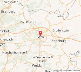 Map of Gera, Thuringia