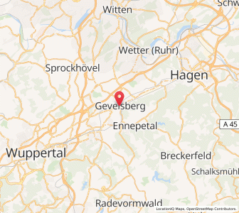 Map of Gevelsberg, North Rhine-Westphalia