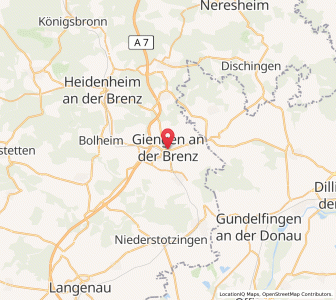 Map of Giengen an der Brenz, Baden-Wurttemberg