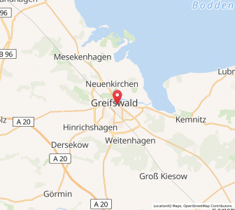 Map of Greifswald, Mecklenburg-Vorpommern