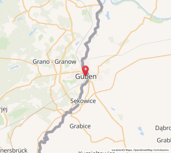 Map of Guben, Brandenburg