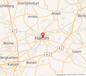 Map of Hamm, North Rhine-Westphalia
