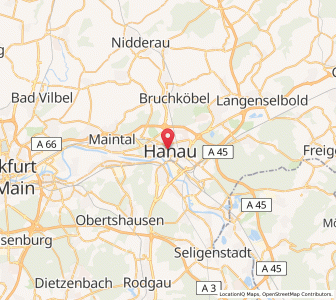 Map of Hanau, Hesse