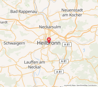 Map of Heilbronn, Baden-Wurttemberg