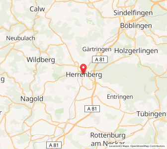 Map of Herrenberg, Baden-Wurttemberg