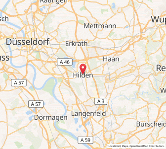 Map of Hilden, North Rhine-Westphalia