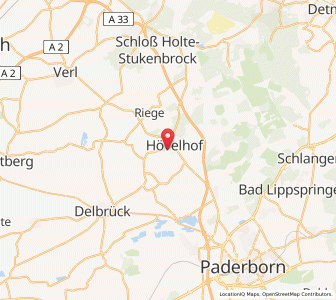 Map of Hövelhof, North Rhine-Westphalia