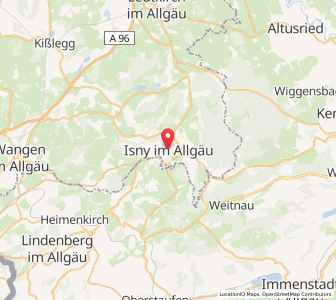 Map of Isny im Allgäu, Baden-Wurttemberg