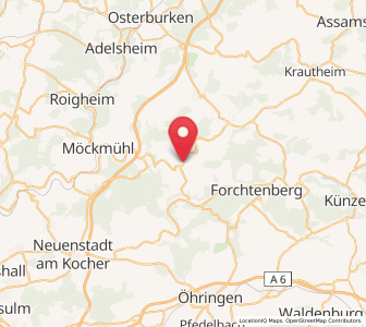Map of Jagsthausen, Baden-Wurttemberg