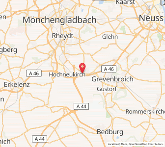 Map of Jüchen, North Rhine-Westphalia