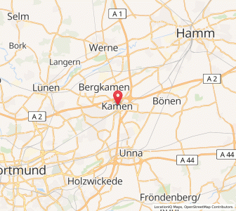 Map of Kamen, North Rhine-Westphalia