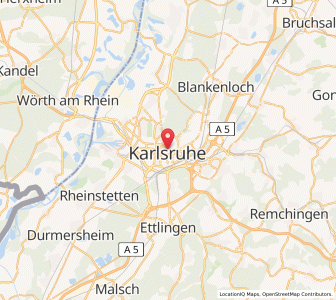 Map of Karlsruhe, Baden-Wurttemberg