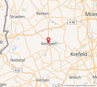Map of Kempen, North Rhine-Westphalia