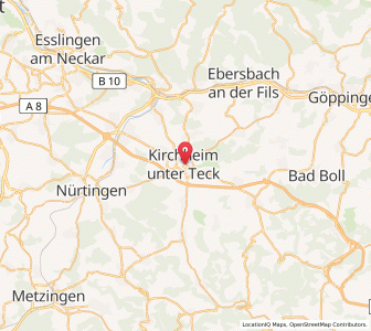 Map of Kirchheim unter Teck, Baden-Wurttemberg