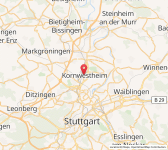 Map of Kornwestheim, Baden-Wurttemberg