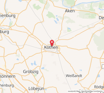 Map of Köthen, Saxony-Anhalt