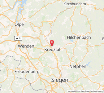 Map of Kreuztal, North Rhine-Westphalia