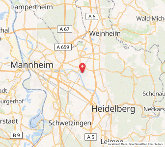 Map of Ladenburg, Baden-Wurttemberg