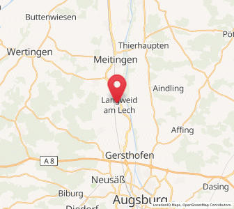 Map of Langweid am Lech, Bavaria