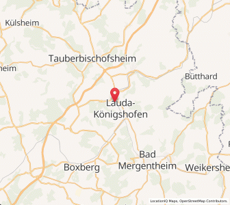 Map of Lauda-Königshofen, Baden-Wurttemberg