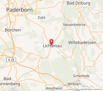 Map of Lichtenau, North Rhine-Westphalia