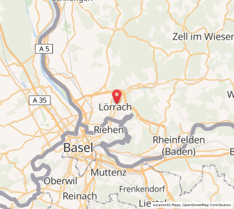 Map of Lörrach, Baden-Wurttemberg