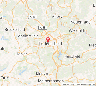 Map of Lüdenscheid, North Rhine-Westphalia