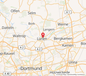 Map of Lünen, North Rhine-Westphalia