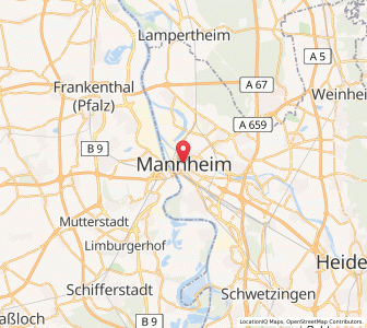 Map of Mannheim, Baden-Wurttemberg