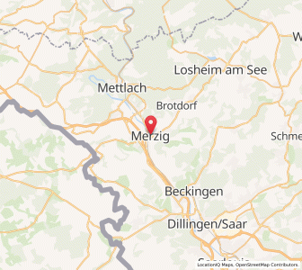 Map of Merzig, Saarland