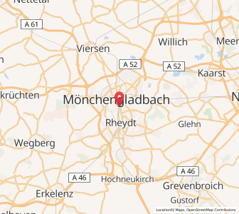 Map of Mönchengladbach, North Rhine-Westphalia