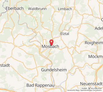 Map of Mosbach, Baden-Wurttemberg