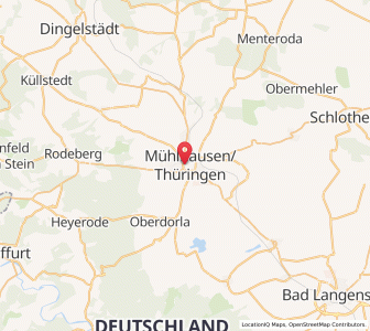 Map of Mühlhausen/Thüringen, Thuringia